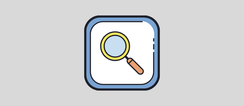 Gestileerde zoekicoon met vergrootglas als favicon in vierkante vorm